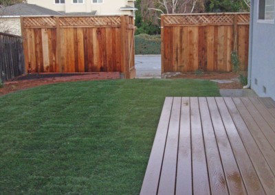 back deck and lawn and fence